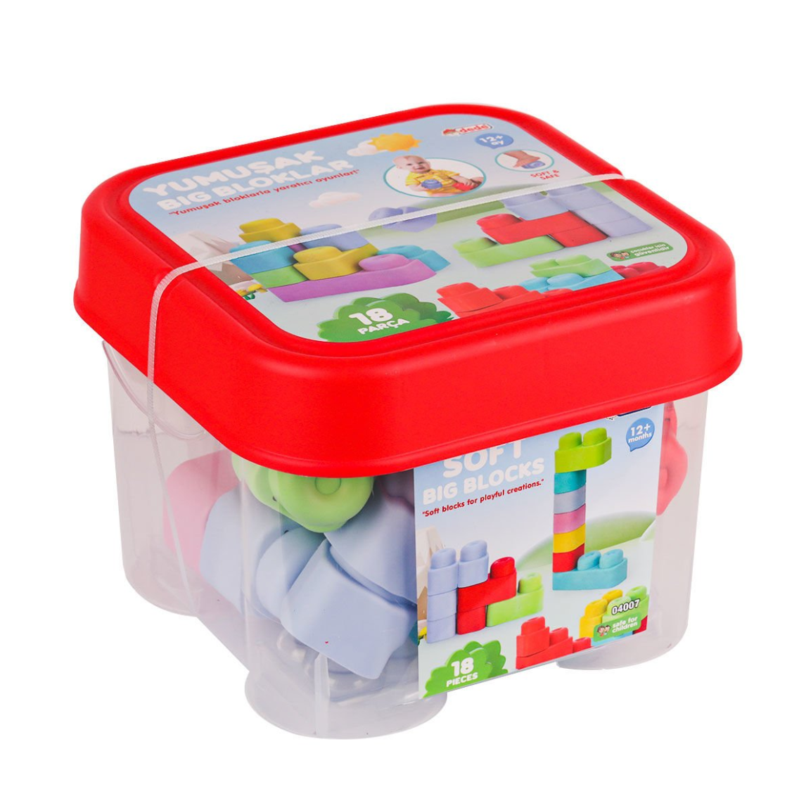 Yumuşak Big Bloklar Kova 18 Parça -Dede