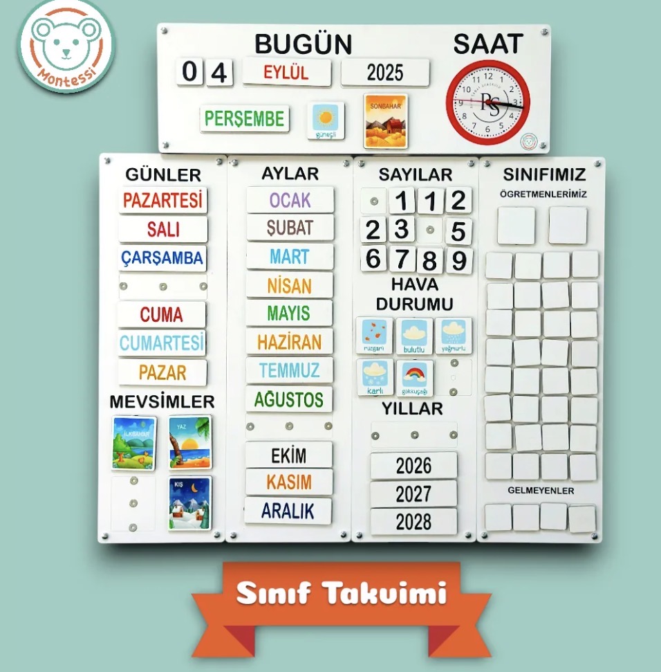 Ahşap Duvar Takvimi Mıknatıslı