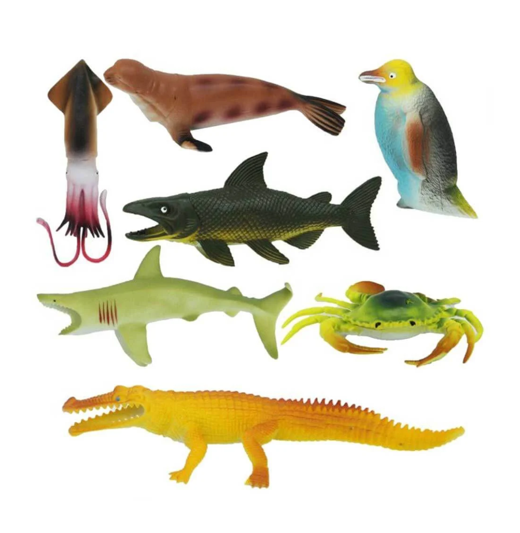 Okyanus Hayvanları Poşetli 7'li Hayvan Oyun Seti -Sunman