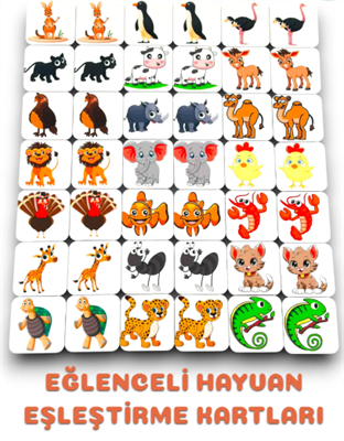 Eğlenceli Hayvan Eşleştirme Kartları