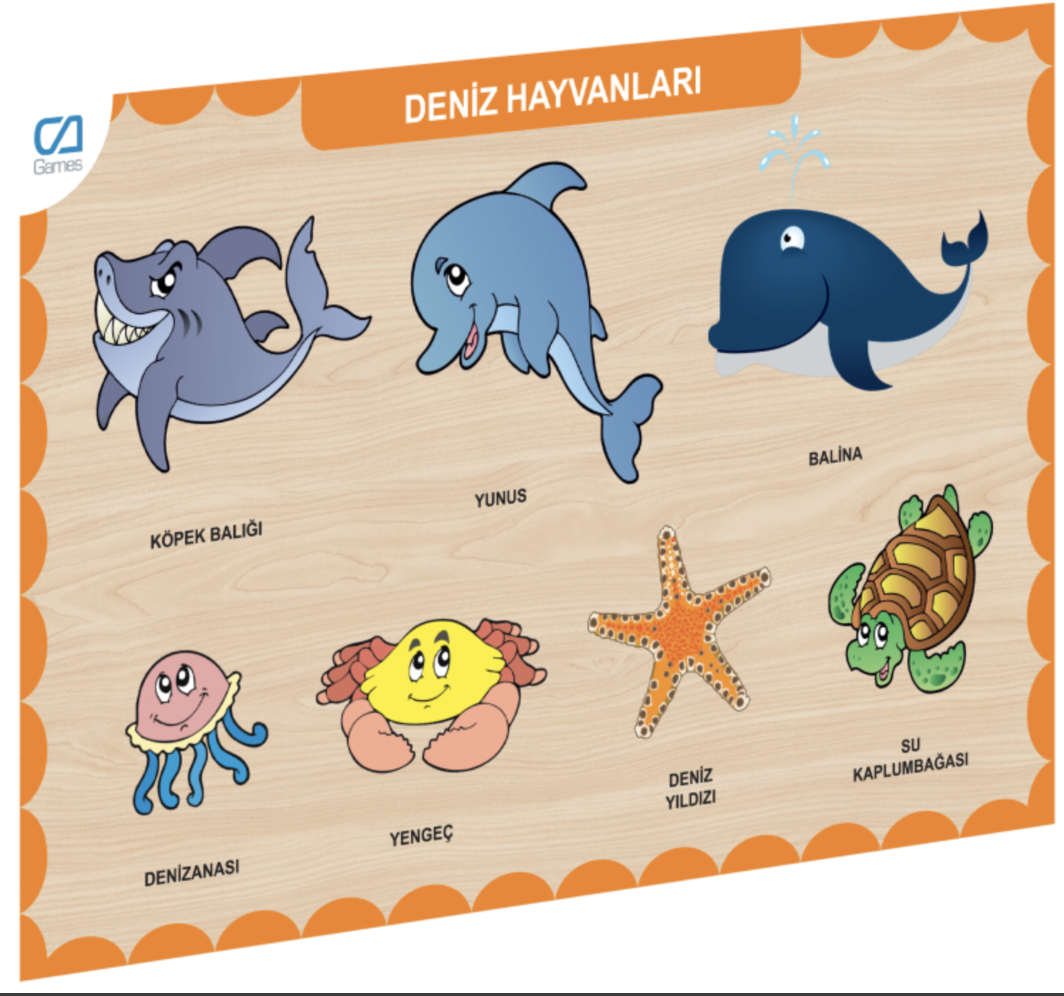 CA GAMES AHŞAP DENİZ HAYVANLARI BUL-TAK